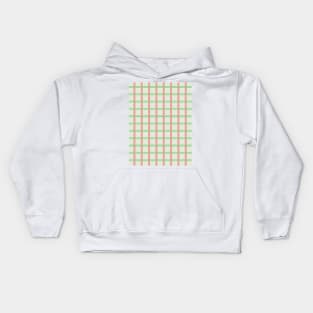 Retro geometric grid pattern in green and pink Kids Hoodie